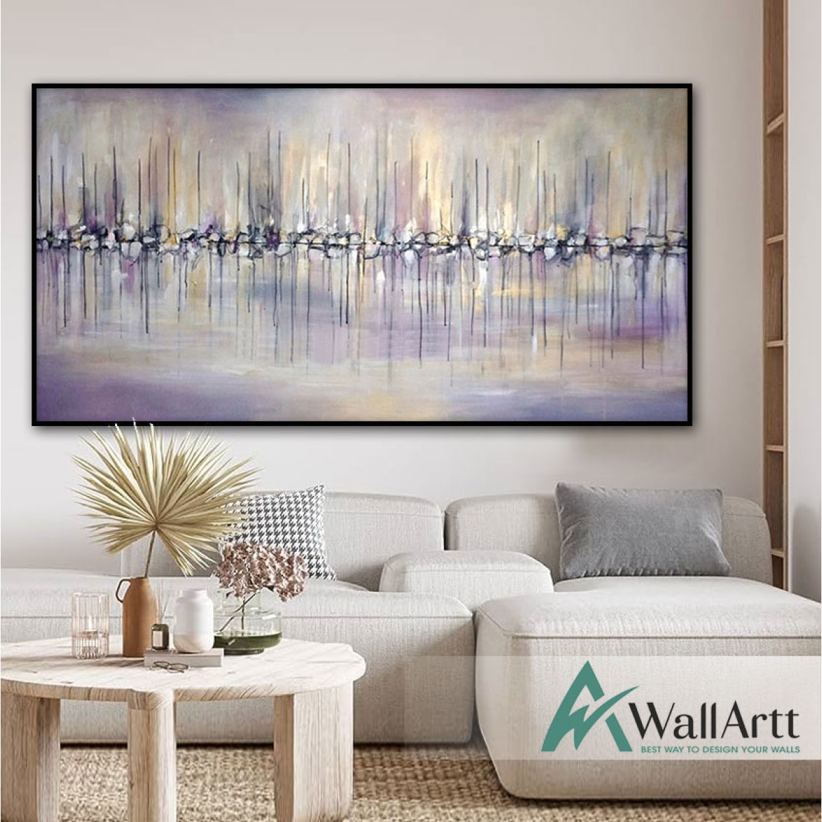 Abstract Purple Beats Textured Partial Oil Painting